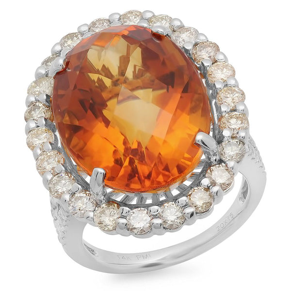 PMI 14W@11.8 36RD1@0.31 22BRD@1.63 1CT@19.52 CITRINE RING