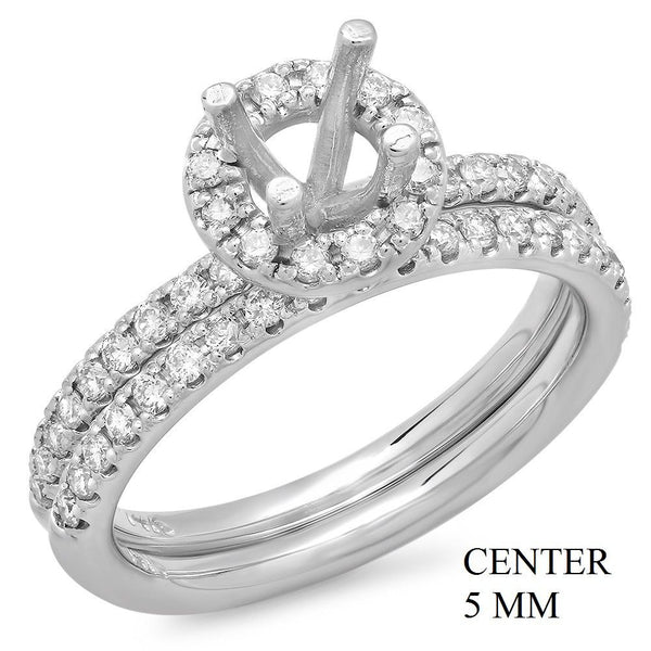 PMI 14W@4.9 51RD1@0.54 SET 5MM ROUND HALO WEDDING SET