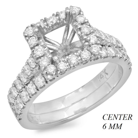 PMI 14W@5.9 47RD1+@0.99 PRINCESS 6MM CATHEDRAL WEDDING SET