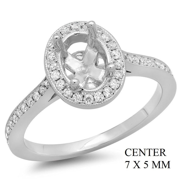 PMI 14W@3.6 PAVE' SET 45RD1@0.29 7X5MM OVAL HALO